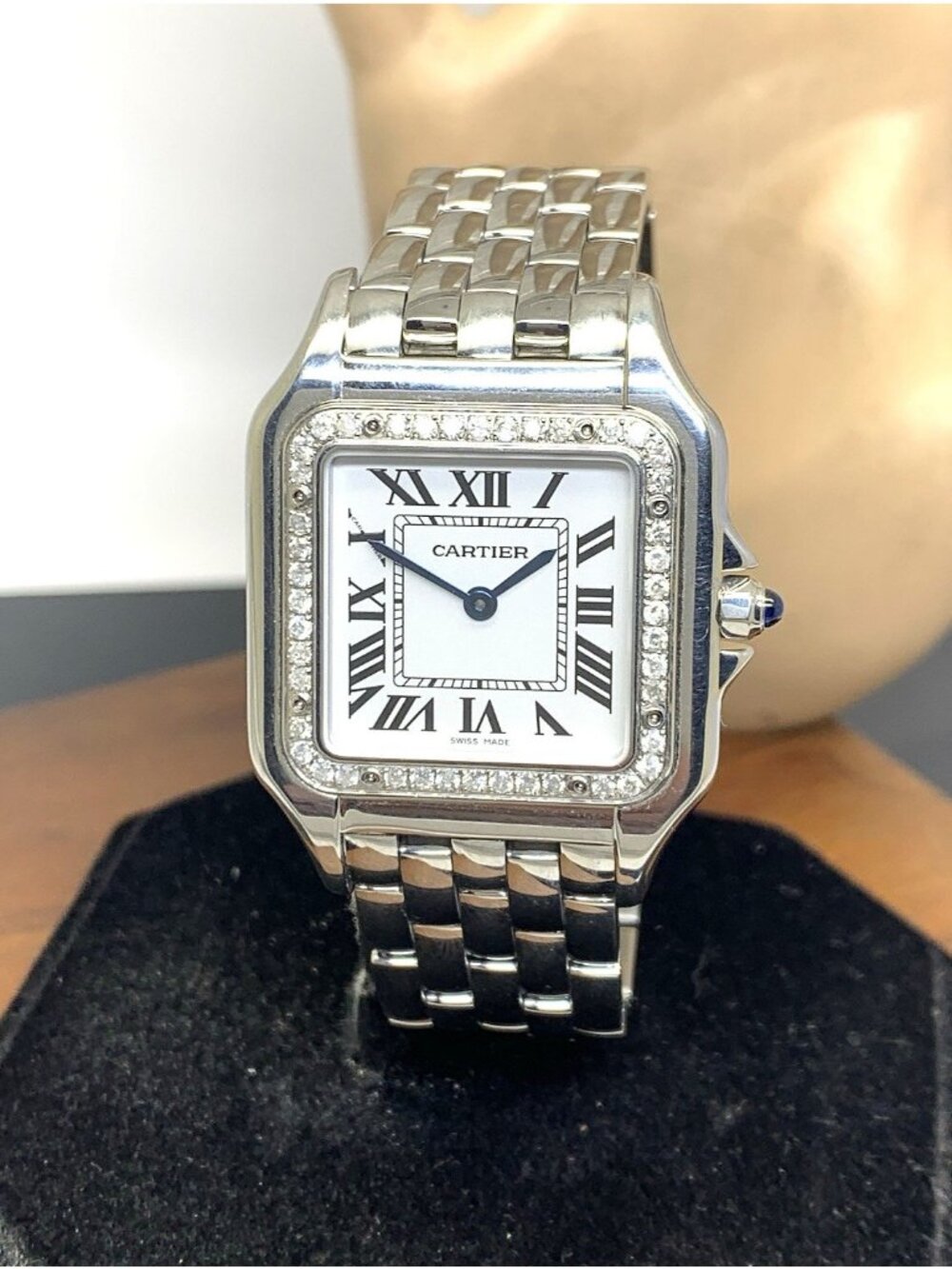 Cartier Panthère De WSPN0011 Womens Watch Swiss Quartz Custom Diamond Bezel 31mm